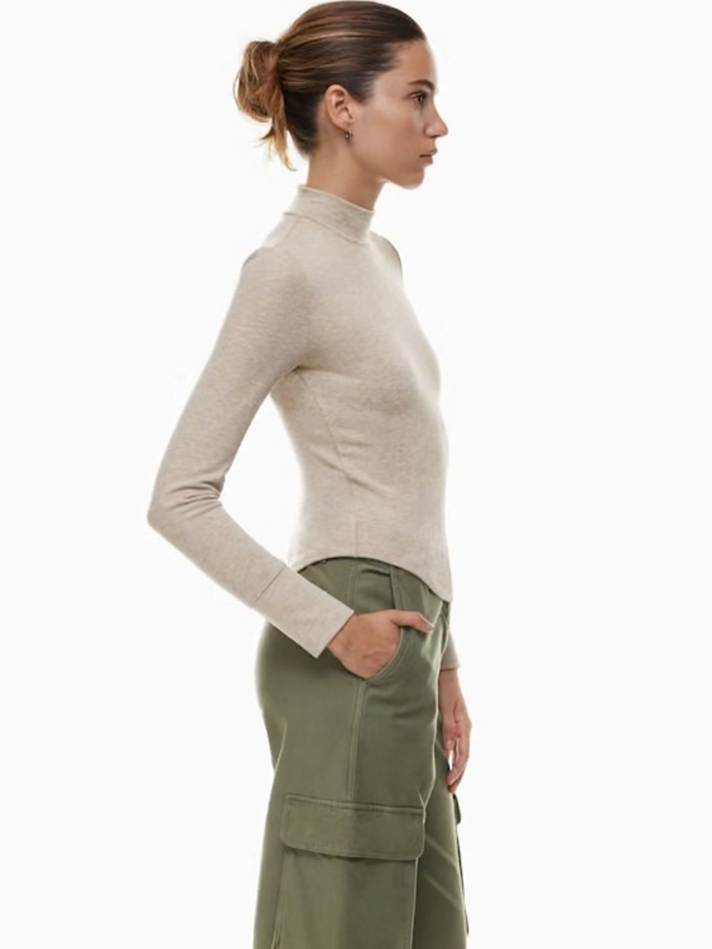 Wilfred Free Aritzia Sparrow Mock Neck Soft Brushed Jersey long sleeve sz Small